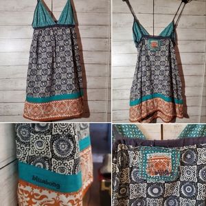 Vintage Billabong Boho Fully Lined Halter Surf Dress w/ Pockets. Lots of detail.